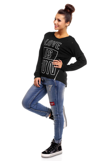 Bluza casual cu text inscriptionat in fata N739-1