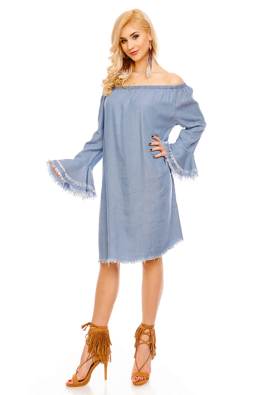 Rochie midi casual cu maneci tip clopot N754-4