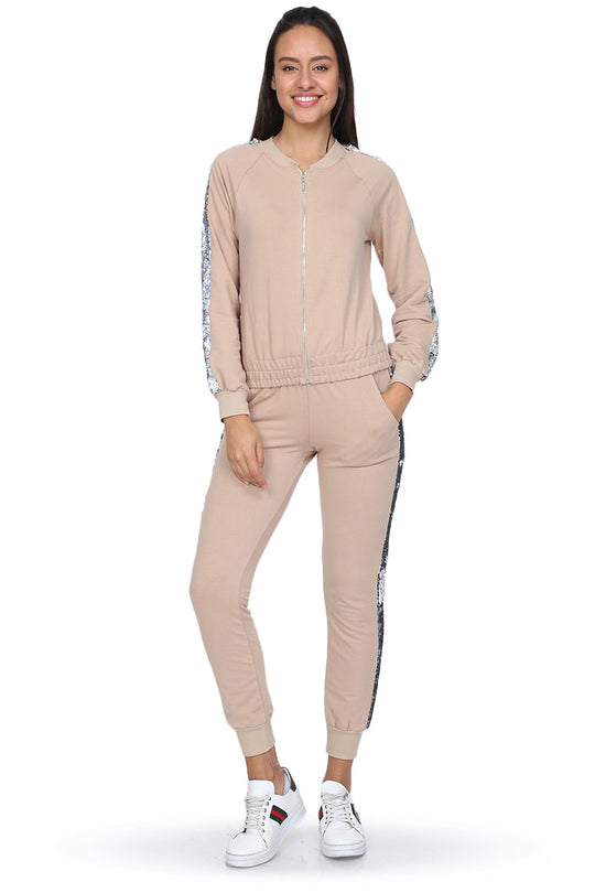 Set pantaloni si bluza cu fermoar in fata P448-155