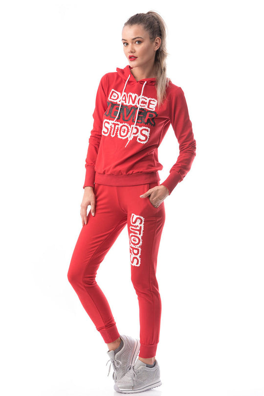 Compleu sport cu text inscriptionat si gluga P698-3