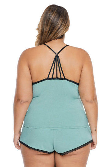 Pijama casual marimi mari din top si pantaloni scurti P752-1200