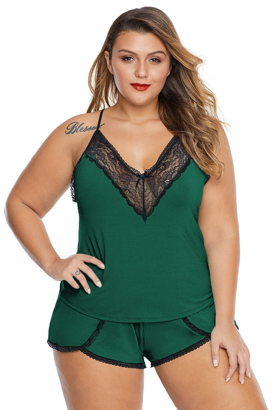 Pijama casual marimi mari din top si pantaloni scurti P752-12