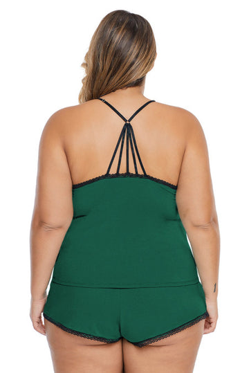 Pijama casual marimi mari din top si pantaloni scurti P752-12