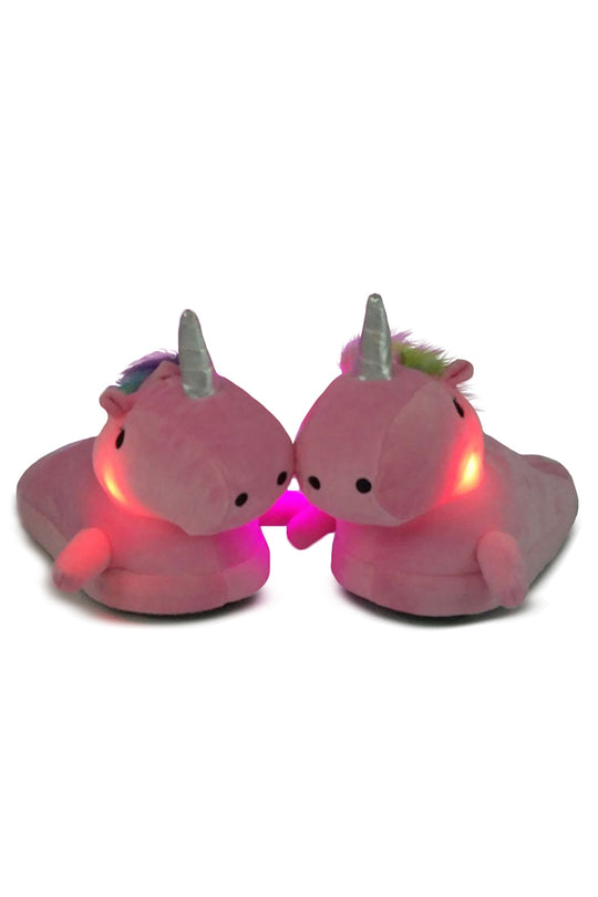 Papuci pufosi de casa in forma de unicorn cu leduri PC6A-55