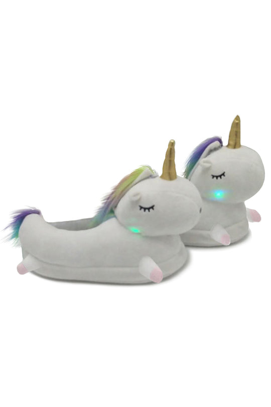Papuci pufosi de casa in forma de unicorn cu leduri PC7A-2