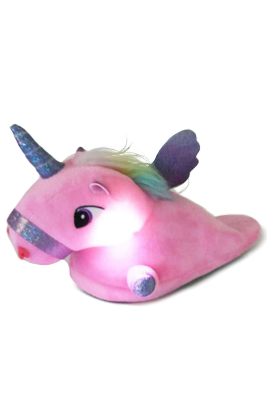 Papuci pufosi de casa in forma de unicorn cu leduri PC8A-5