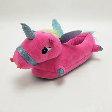 Papuci pufosi de casa in forma de unicorn PC9-55