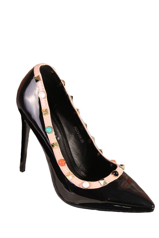 Pantofi stiletto accesorizati cu nituri PDS54-1