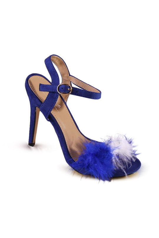 Sandale cu toc accesorizate cu puf in fata PDS72-4