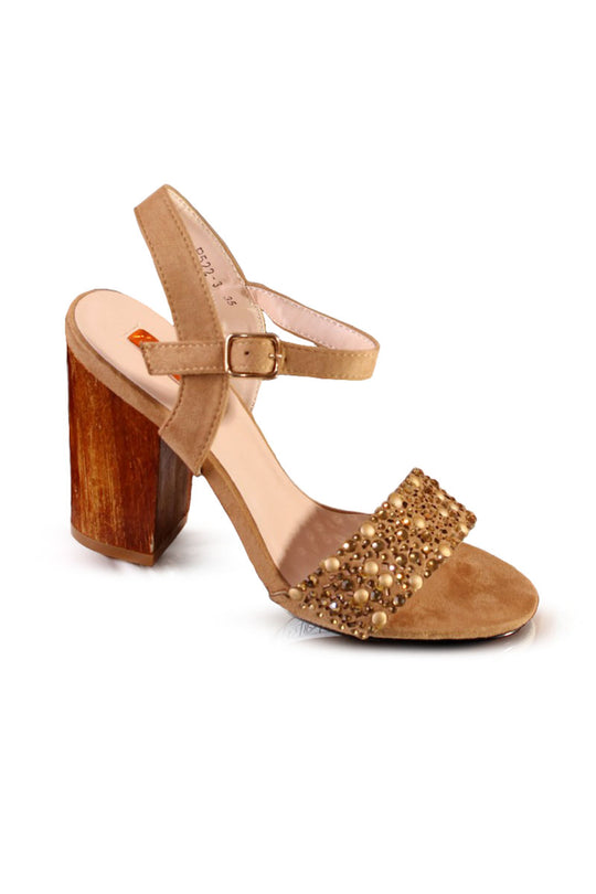 Sandale cu toc gros accesorizate cu pietricele PDS83-14