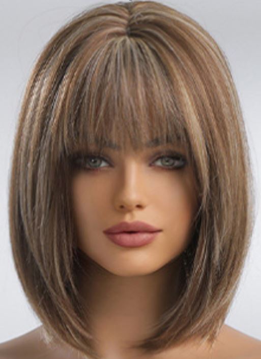 Peruca saten deschis cu suvite, tunsoare bob mediu cu breton PER101-100