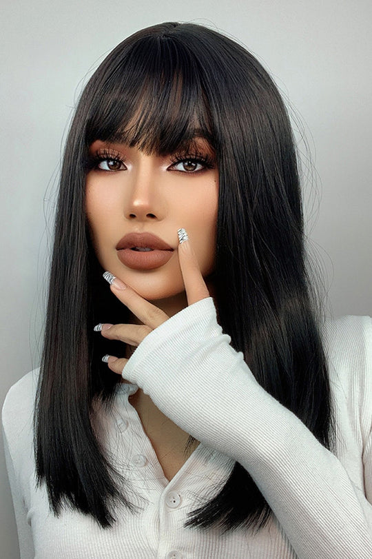 Peruca saten-inchis model bob lung cu breton PER111-1