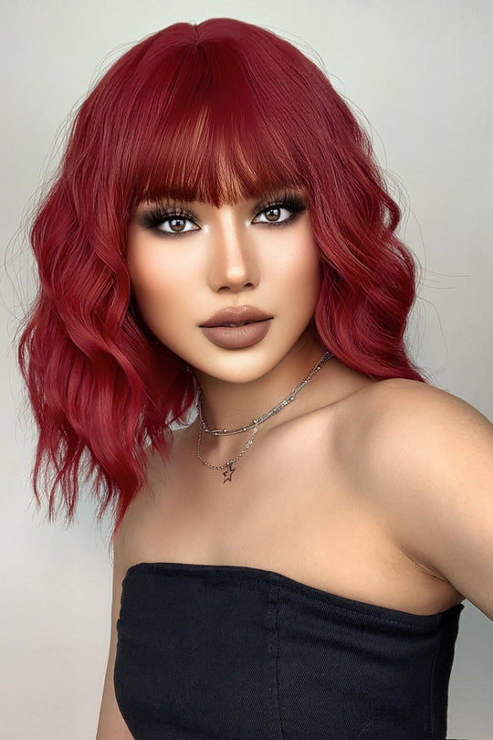 Peruca visinie, usor ondulata si breton PER113A-3838