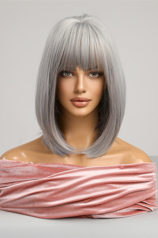 Peruca cu par blond-gri model bob cu par lung si breton PER117-6