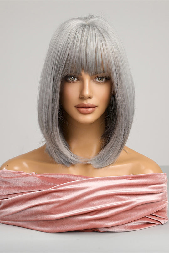 Peruca cu par blond-gri model bob cu par lung si breton PER117-6