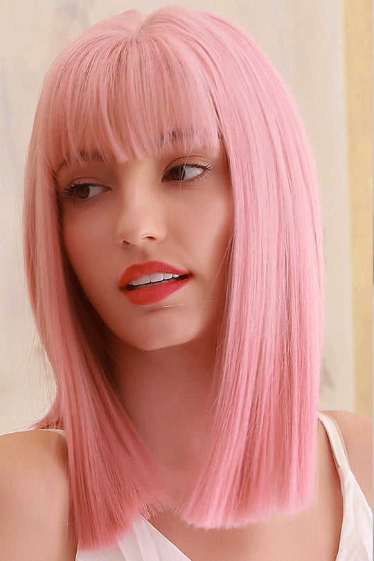 Peruca model bob lung cu breton, roz PER119-5