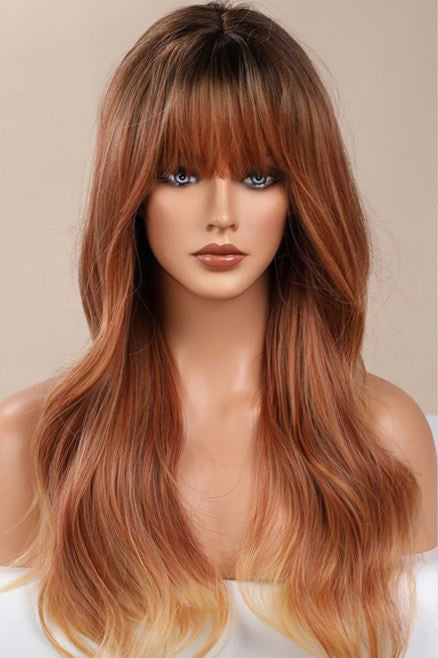 Peruca roscata cu par lung in valuri si breton PER121-8899