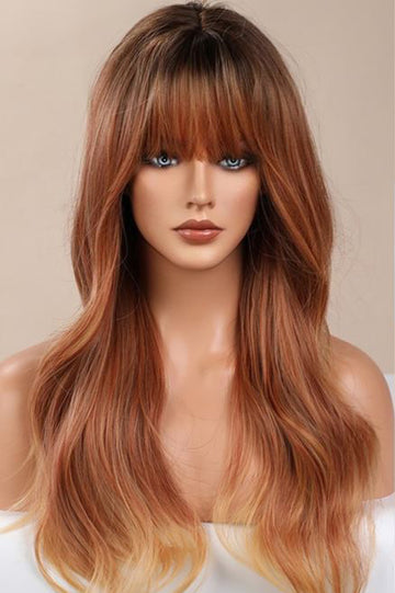 Peruca roscata cu par lung in valuri si breton PER121-8899