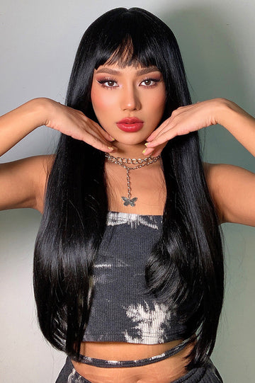 Peruca par lung cu breton de culoare bruneta PER128-1