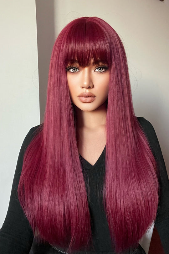 Peruca par lung cu breton de culoare visinie PER128-3838