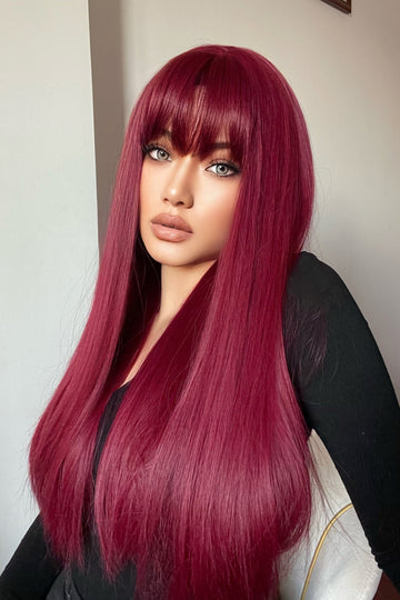 Peruca par lung cu breton de culoare visinie PER128-3838