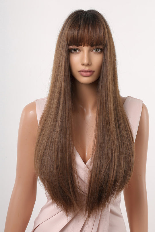 Peruca par lung cu breton, de culoarea ciocolatei PER128-8899