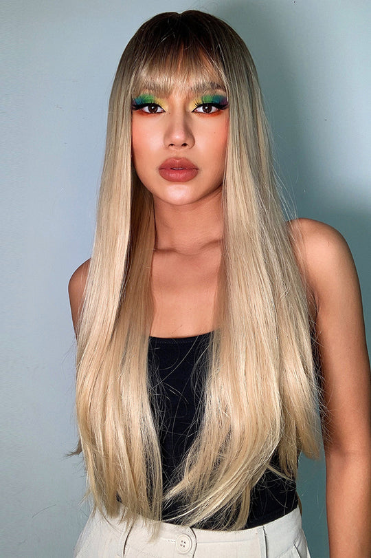 Peruca par lung cu breton de culoare blond-ombre PER128-9999