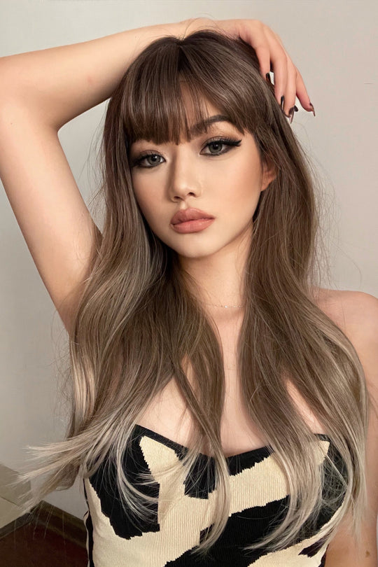 Peruca bruneta cu blond, par lung PER130-100