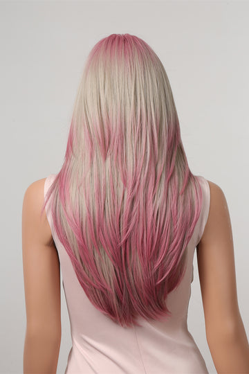 Peruca roz cu blond, par lung PER131-75