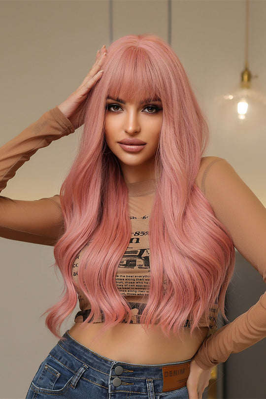 Peruca de culoare roz pudra, par lung PER133-100