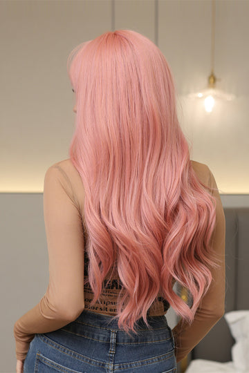 Peruca de culoare roz pudra, par lung PER133-100