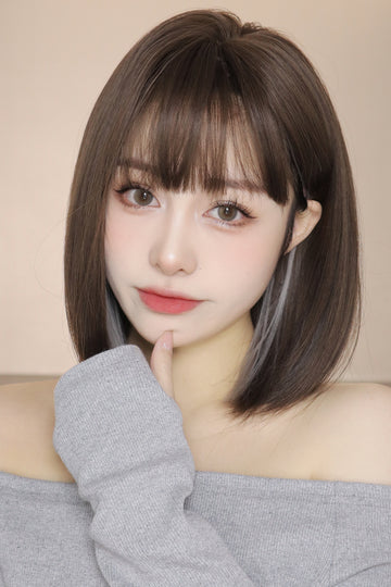 Peruca satena cu suvite albe, tunsoare bob PER142-100