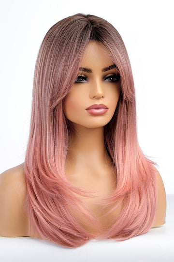 Peruca satena cu roz, par mediu PER144-100