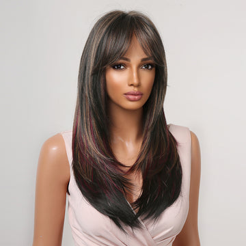 Peruca lunga tunsa in scari cu breton PER80-100