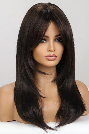 Peruca de culoare brunet cu par lung si breton PER87-811