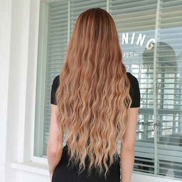 Peruca cu par lung usor ondulat, breton si culoare in degrade PER91-100