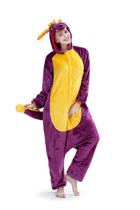 Pijama pufoasa tip salopeta kigurumi, model DRAGON, PJM131-910