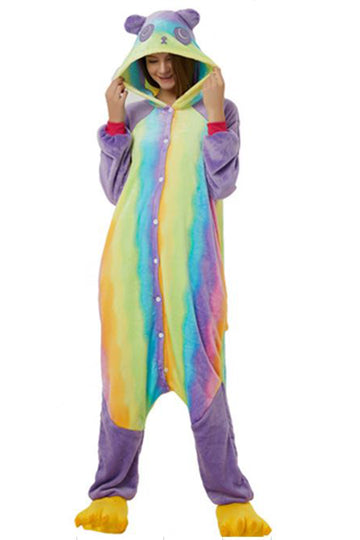 PJM133-100 Pijama pufoasa intreaga cu model Rainbow Panda