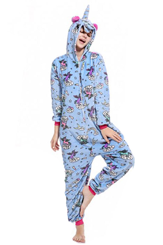 Pijama pufoasa intreaga cu model unicorn PJM142-4