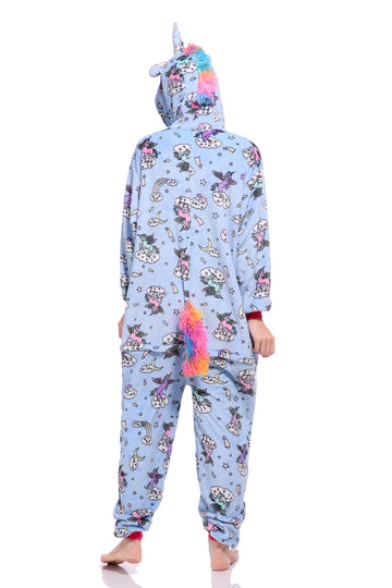 Pijama pufoasa intreaga cu model unicorn PJM142-4
