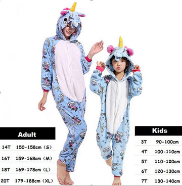 Pijama pufoasa intreaga cu model unicorn PJM142A-4