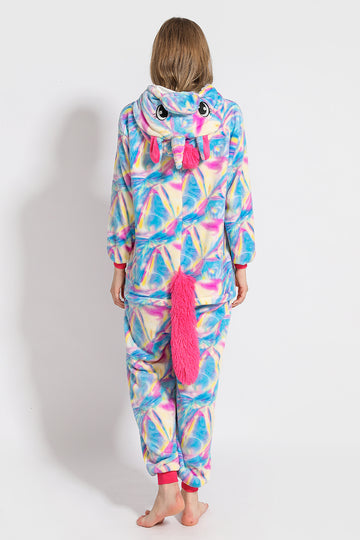 Pijama pufoasa intreaga cu model unicorn multicolor PJM159-45