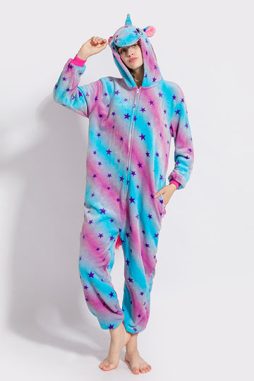 PJM160-45 Pijama pufoasa intreaga cu model unicorn