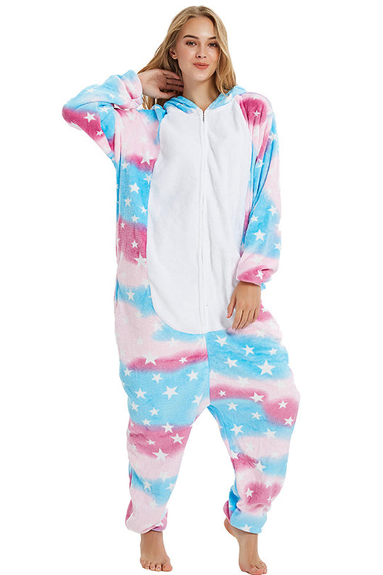 Pijama pufoasa tip salopeta kigurumi, model UNICORN, PJM176-45