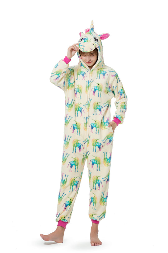 Pijama pufoasa, tip salopeta kigurumi, model UNICOR multicolor, PJM177-94