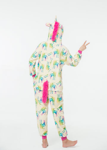 Pijama pufoasa, tip salopeta kigurumi, model UNICOR multicolor, PJM177-94