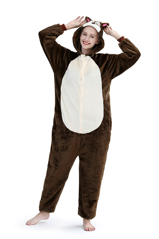 PJM21-789 Pijama kigurumi intreaga, model Chipmunk (veverita)