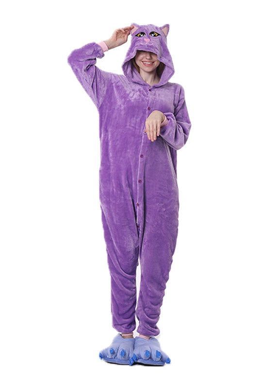 Pijama tip salopeta din material pufos si model pisicuta PJM226-11