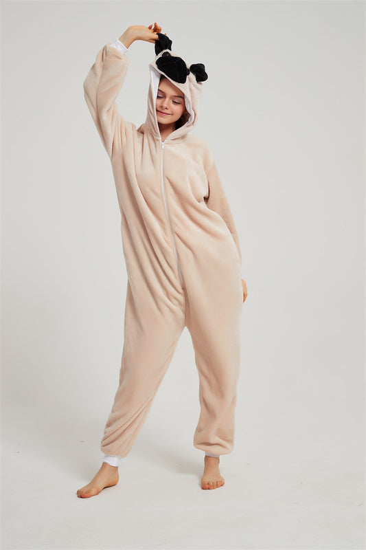 Pijama pufoasa tip salopeta kigurumi, model caine PUG, PJM235-813