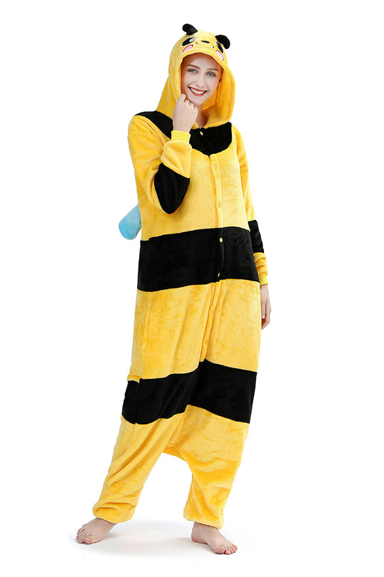 Pijama kigurumi din material pufos model albinuta PJM24-191